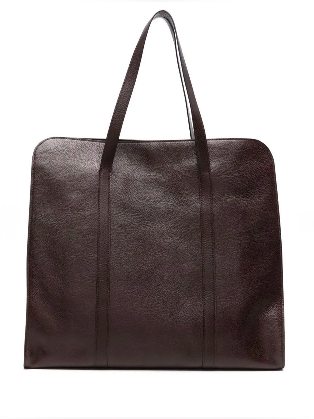 The Row Ben leather tote bag in dark brown